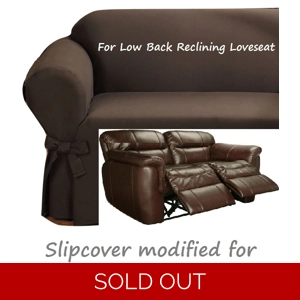 Dual Reclining LOVESEAT Slipcover Ribbed Texture Chocolate Low Back